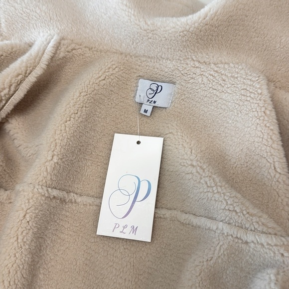 PLM Pascale La Mode Short Faux Wool Shearling, Suede Coat, Button Front, NWT - Picture 9 of 16